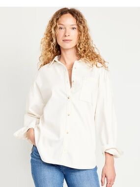 Old Navy Top S Denim Ivory